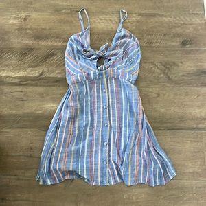 Blue tie front short dress